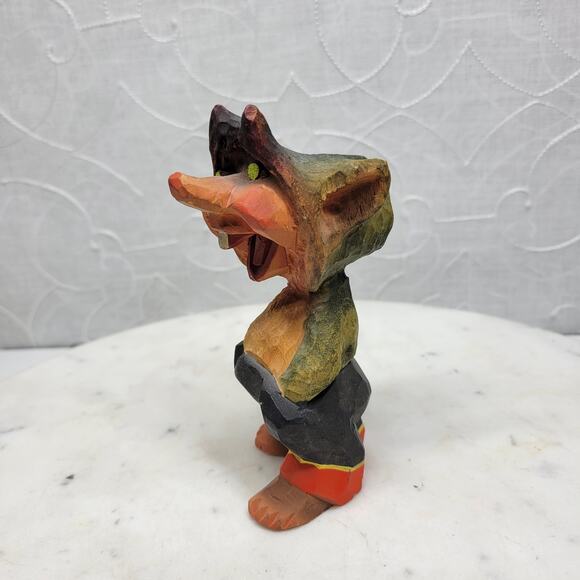 Henning Norway Hand Carved Troll Figurine Signed Vintage Wood Folk Art 7520 - Picture 3 of 11